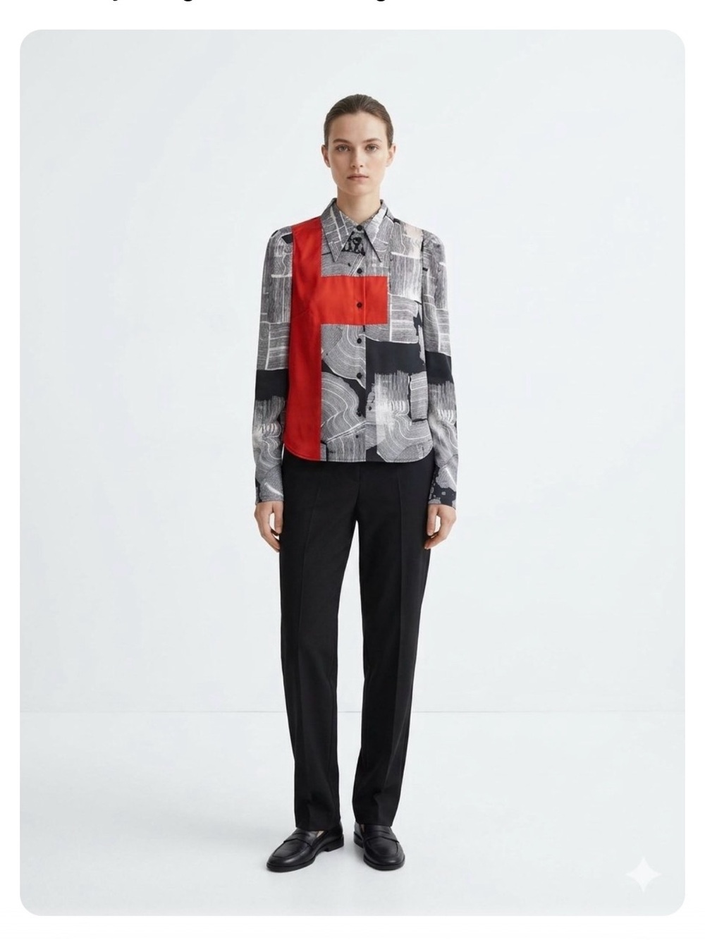 H&M Studio Collection Abstract Graphic Colorblock Blouse - Size 6P